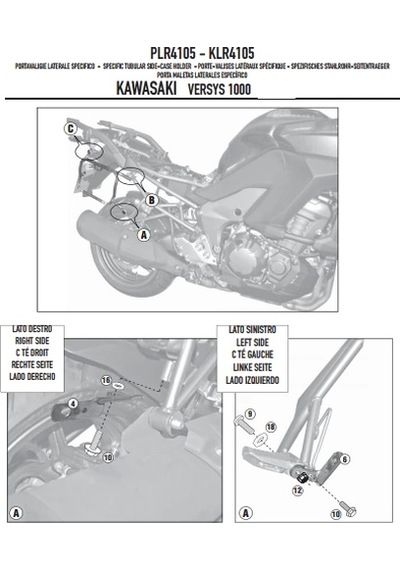 Gıvı Plr4105 Kawasakı Versys 1000 12-14 Yan Çanta Taşıyıcı Tek Renk