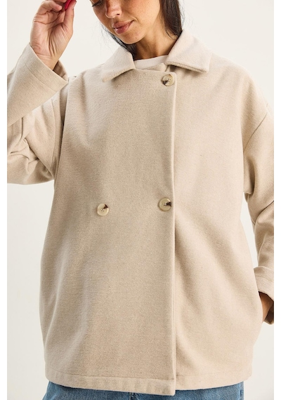 Shade Kadın Kruvaze Yaka Cep Detaylı Kaşe Blazer Ceket 60283757 - Bej