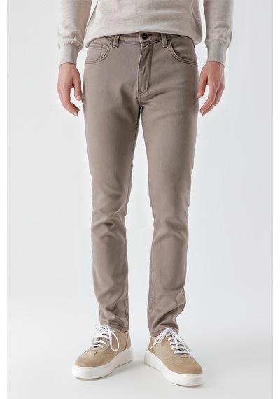 Morven Erkek Vizon Mevsimlik Pamuk 5 Cep Slim Fit Jean Pantolon 24ms003029405 Vizon