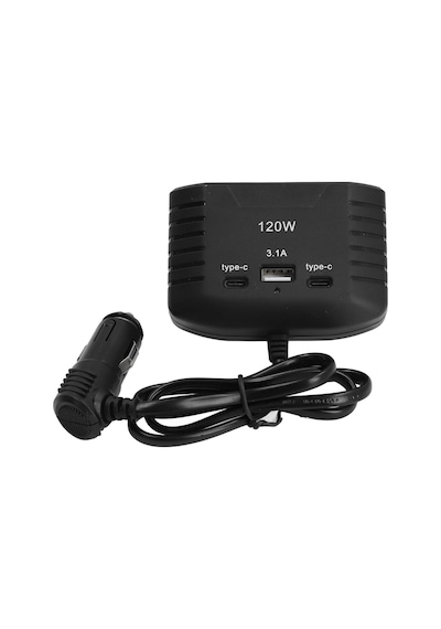 3 Lü Çakmak Soketi 120w Çakmaklık Çoğaltıcı 2 Usb 1 Type-c Araç Şarj Cihazı Çakmak Çoklayıcı