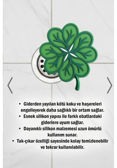 Yonca Figürlü Silikon Gider Koku Önleyici Kapak - Banyo Ve Mutfak Lavabo Koku Önleyici Haşere Engelleyici 3 Adet