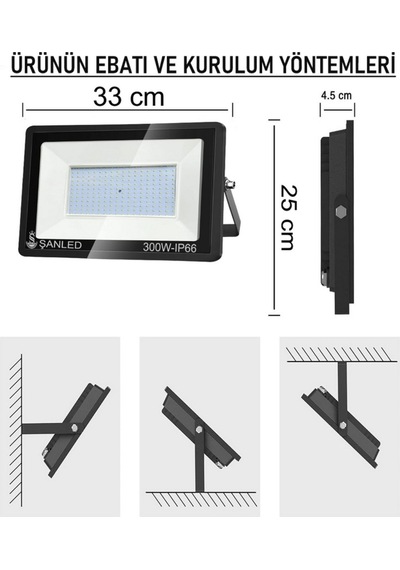 Şanled 300w 24.000 Lümen 6500k Beyaz Işık Smd Led Projektör 4'lü