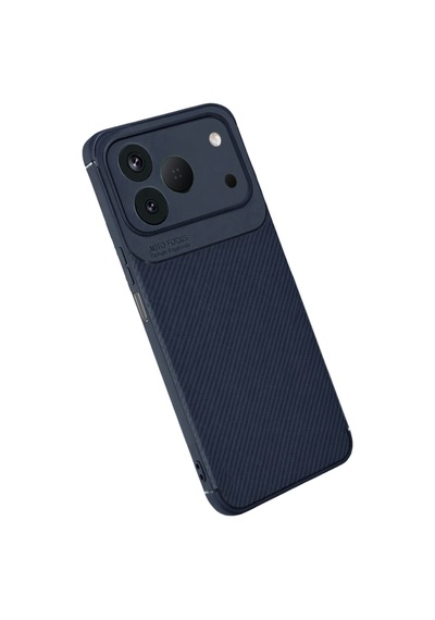 Tecno Spark 50 4g Kılıf Karbon Silikon Case Lacivert