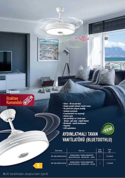 Mutlusan Aydınlatmalı Tavan Vantilatör Bluetooth