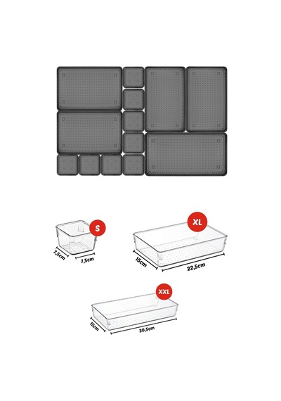 13 Parça Çekmece İçi Düzenleyici, Organizer Set Şeffaf