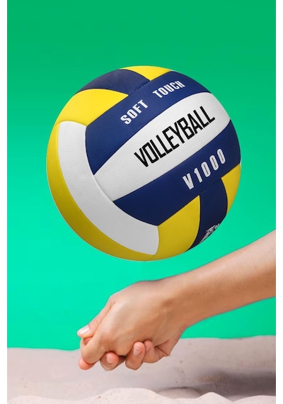 Semi-pro Voleybol Topu Lamineli Beton Zemin Softtouch İç-dış Mekana Uygun 8 Panel Sarı-mavi V1000 Mavi