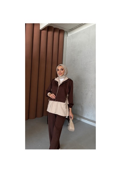 Riella Butik Alya Tesettür Takım Kahverengi