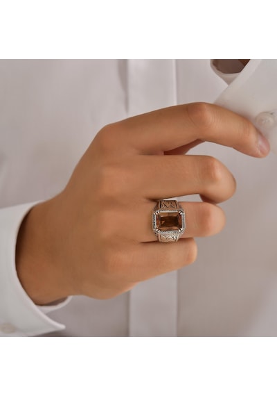 925 Ayar Gümüş Dikdörtgen Taşlı Erkek Yüzüğü (552868178)