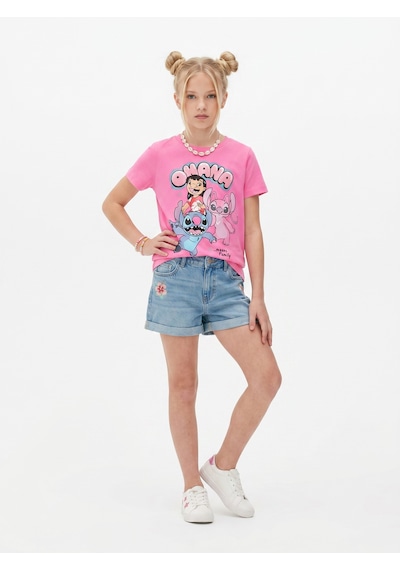 Sea Bubbles Ohana Stitch Kız Çocuk Tişört St10393 Pembe