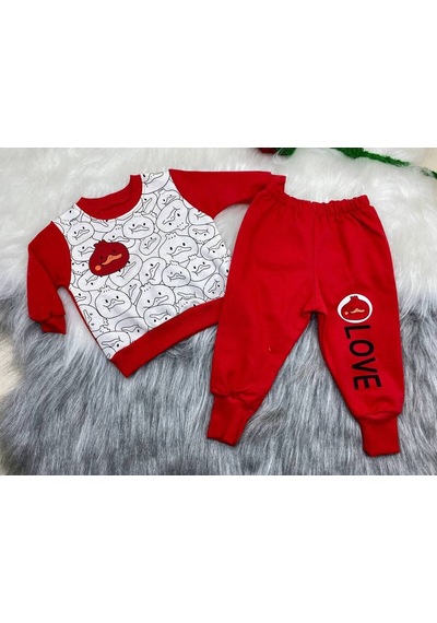 Mj Kids İkili Baskılı Erkek Bebe Takımı Kırmızı Mj Kids İkili Baskılı Erkek Bebe Takımı Kırmızı