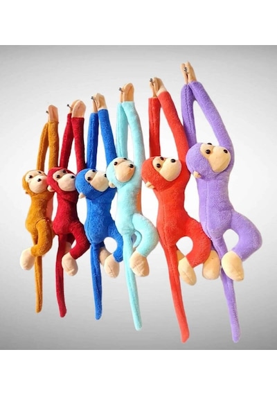 Oyuncak Peluş Maymun 3'lü Renkli Set Elleri Yapışabilen Sarılan Cırtlı Uyku Ve Oyun Arkadaşı Hediyelik Monkeysole 70 Cm Çok Renkli