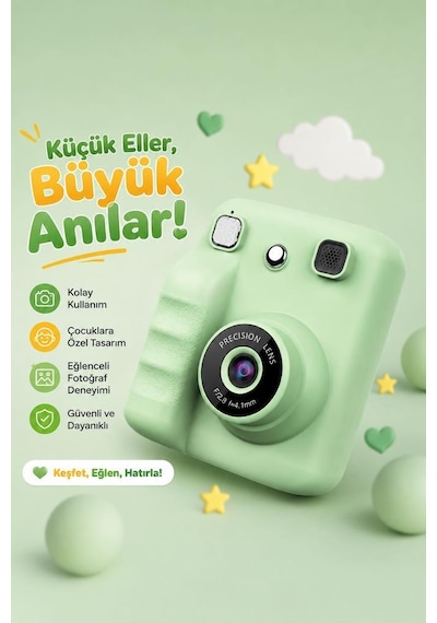 Dijital Fotoğraf Makineleri Çocuk Termal Resim Kağıt Baskılı Yazıcı Kamera Video Makinesi A29 Yeşil