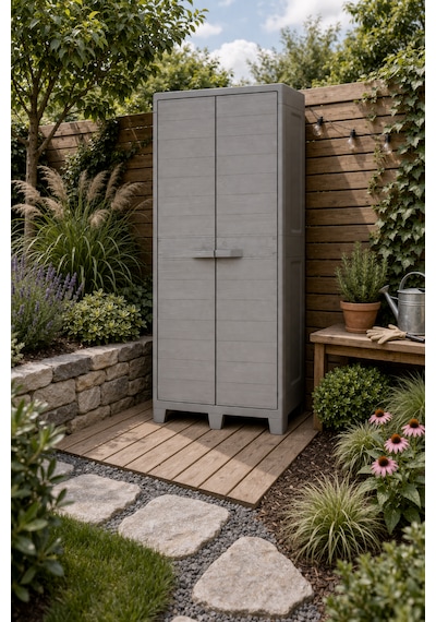 Evinizin Atölyesi Dolap Bahçe Dolabı, Balkon Dolabı, Banyo Dolabı 78x46x182cm Açık Gri -