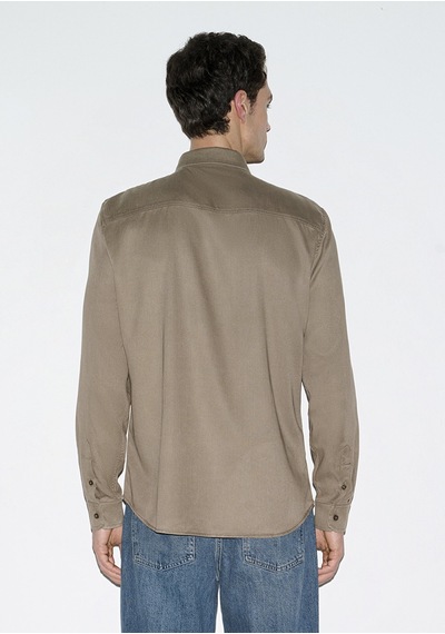 Mavi - Kahverengi Tencel Gömlek 0210818-83866 Kahverengi