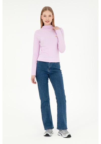 U.S. Polo Assn. Kadın Pembe Dik Yaka Sweatshırt 50292421-VR041