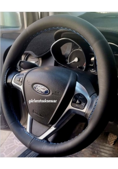 Ford Courier Direksiyon Kılıfı Dikmeli Soft Mavi Ipli (38×10.5Cm)