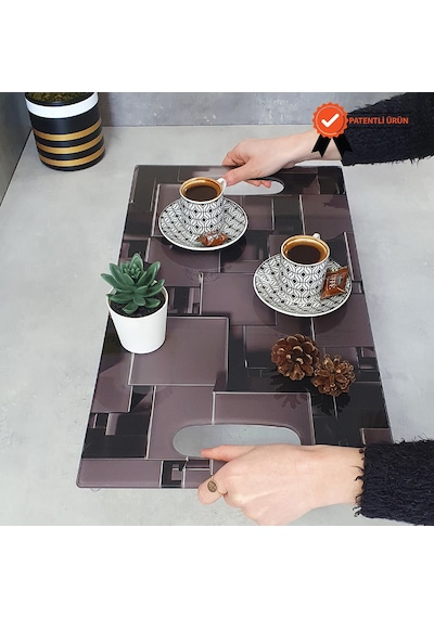 Decorita Cam Tepsi Siyah Küpler 29Cm X 52Cm