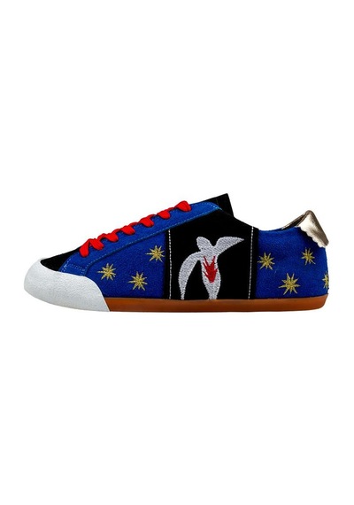 Kadın Vegan Deri Mavi Sneakers - Matisse Tasarım Çok Renkli