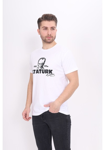Toontoy Unisex Atatürk Baskılı Tişört Beyaz