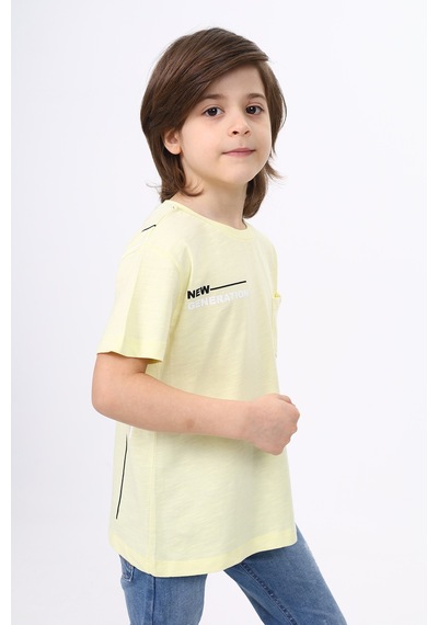 Toontoy Kids Toontoy Erkek Çocuk Cep Baskılı Tişört Sarı