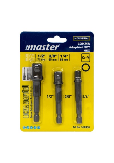 Master 530950 Lokma Adaptör Seti Hex Bits Saplı 3 Parça