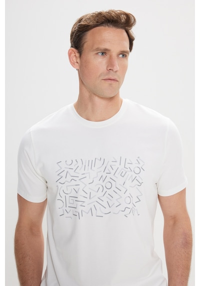 AC&Co / Altınyıldız Classics Erkek Ekru Slim Fit Dar Kesim Pamuklu Esnek Baskılı Bisiklet Yaka Tişört Ekru AC&Co / Altınyıldız Classics Erkek Ekru Slim Fit Dar Kesim Pamuklu Esnek Baskılı Bisiklet Yaka Tişört Ekru