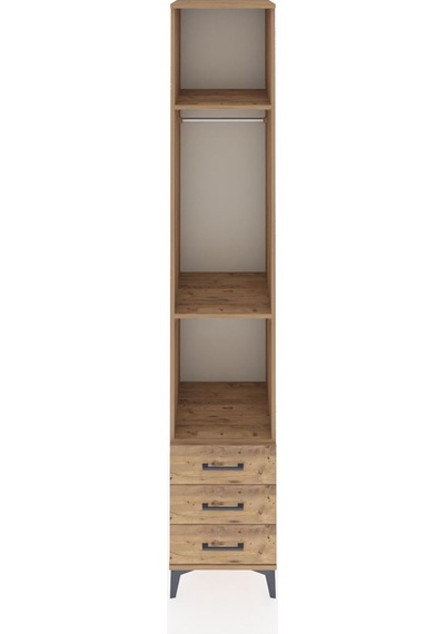 Hyperion Dolap 3 Raflı 3 Çekmeceli Tek Askılı 44x44x243 Çam-çam Çam