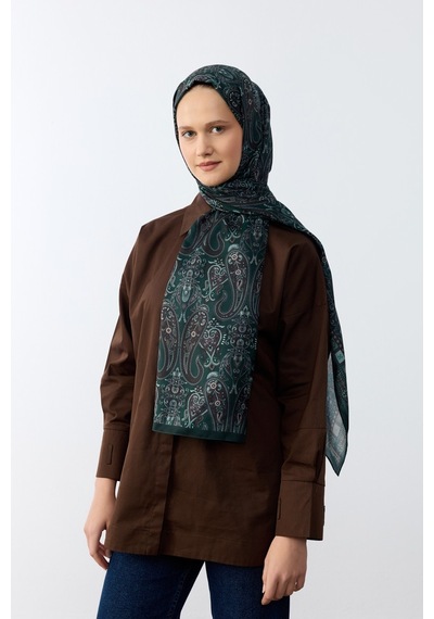 Mirsoy Scarf Asya Etnik Desen Şal Yeşil