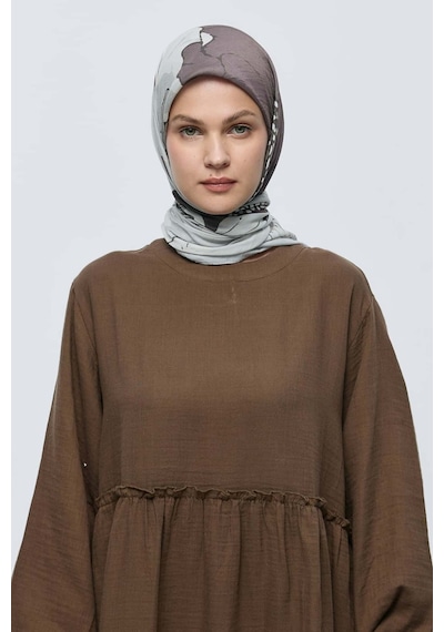 Moda Kaşmir Şakayık Desen Bambu Eşarp Antik Bej