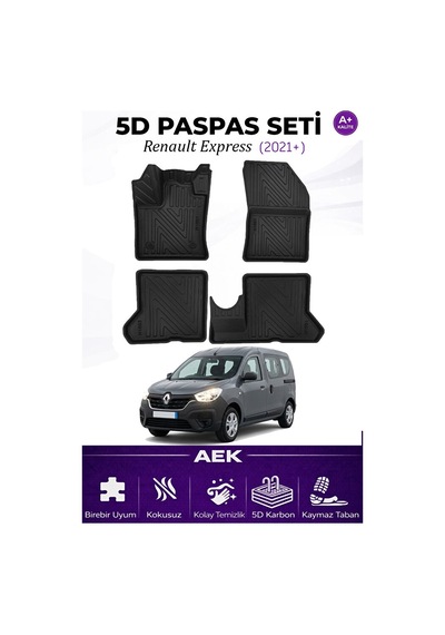 Renault Express 2021+ Araca Özel Havuzlu "karbon" Paspas Takımı