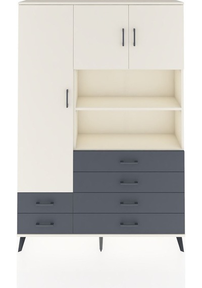 Arges Dolap 8 Raflı 6 Çekmeceli 3 Kapaklı 132x30x195 Aytaşı-aytaşı/antrasit Aytası/antrasıt