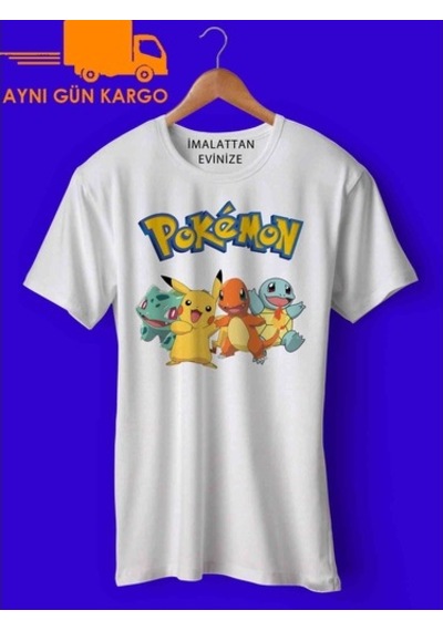 Pokemon Dörtlü Baskılı Tişört Ücretsiz Kargo