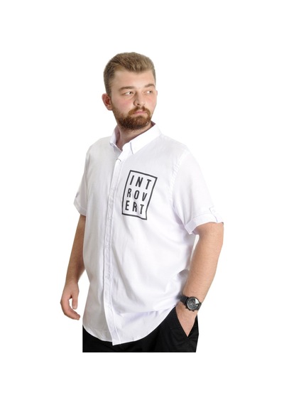 Mode Xl Erkek Büyük Beden Gabardin Gömlek Introvert 23304 Beyaz 001