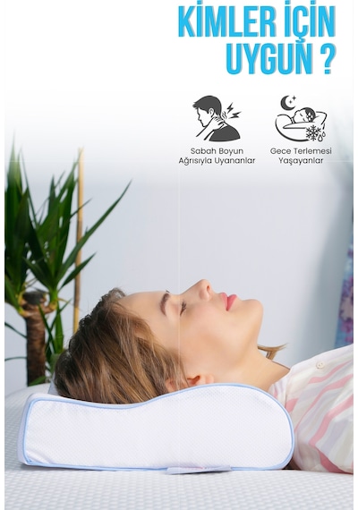 Viscofoam Terletmeyen Boyun Destekli Ortopedik Yastık Jelli Visco Yastık - 46x30x10-7cm