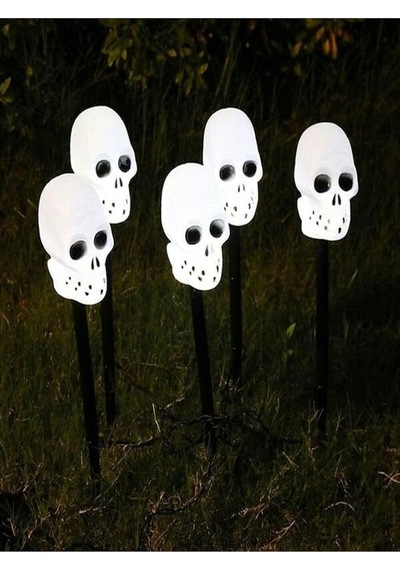 Halloween Kuru Kafa Güneş Enerjili Lamba, Beyaz, Set Of 3 ANTRASİT