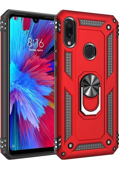 Xiaomi Redmi Note 7 Vega Tank Zirh Yüzüklü Standli Silikon Kilif 390648198