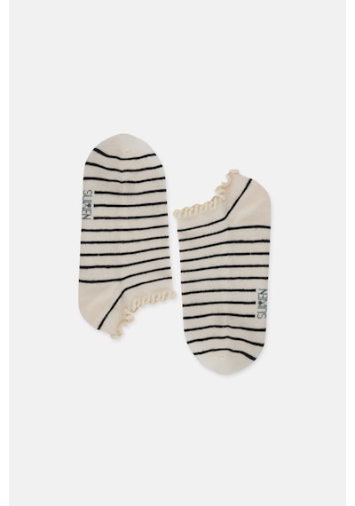 Suwen Stripe Fırfırlı Patik Çorap Wss12010418036 Ekru