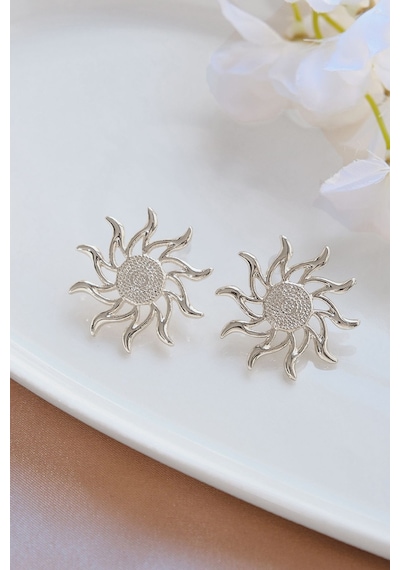 Silver Döngü Güneş Küpe Renkli