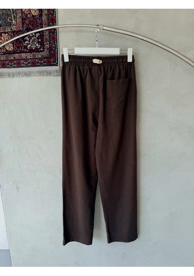 Efnaz Style Erkek İthal Yıkamalı Keten Pantolon Kahverengi