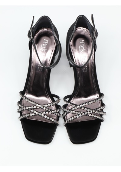 Nesilshoes Nesil Shoes Carel 37 Siyah Çapraz Taşlı Kadın Sandalet