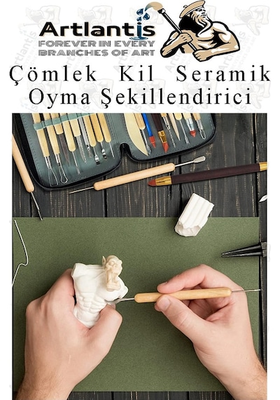 Çömlek Kil Seramik Polimer Oyma Şekillendirici Çift Taraflı Detay Kalemi 2 Adet Seramik Modelaj Oyma