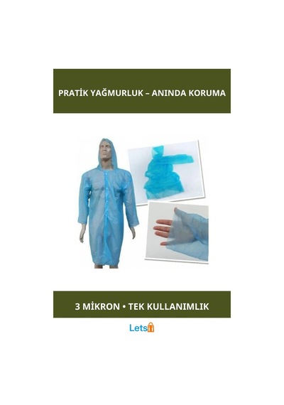 Letsii Su Geçirmez Pratik Yağmurluk Tekli 140x150 Cm Çok Renkli