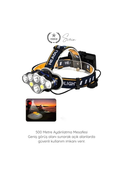 Kafalambası Usb Şarjlı Kafa Lambası 8 Led 8 Modlu 6000 Lümen Su Geçirmez Profesyonel Kafa Feneri Co Çok Renkli