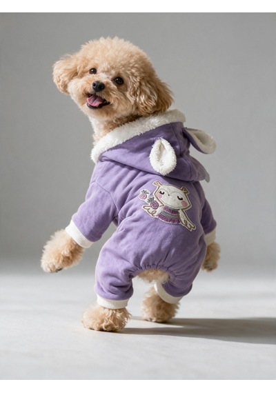 Bibelot Lavender Polar Köpek Tulumu Yumuşacık Ve Sıcacık Bunny Kulaklı Tulum