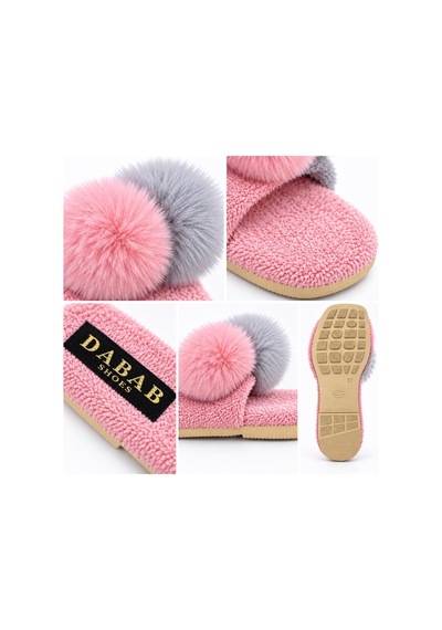 Dabab Shoes Pomella Kadın Pembe Çift Ponponlu Peluş Bantlı Kaymaz Tabanlı Önü Açık Ev Terliği Dabab Shoes Pomella Kadın Pembe Çift Ponponlu Peluş Bantlı Kaymaz Tabanlı Önü Açık Ev Terliği