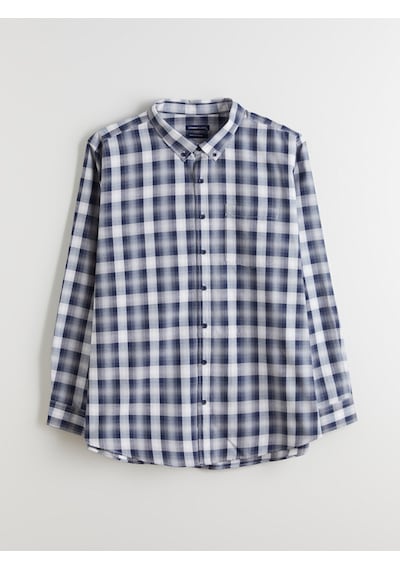 Lcwaıkıkı Classic Lacivert Büyük Beden Regular Fit Uzun Kollu Ekose Gabardin Erkek Gömlek