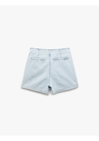 Koton Pamuklu Bağlama Detaylı Mini Denim Şort Etek Bleach 5sal40010md Açık Mavi