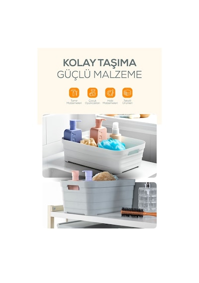4'lü Kapaklı 5 Litre Saklama Kutusu Antrasit Antrasit