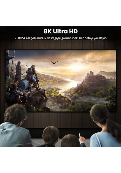 Ugreen 8k 60hz Displayport - Displayport 1.4 Örgülü Kablo 2 Metre, Siyah, 80392