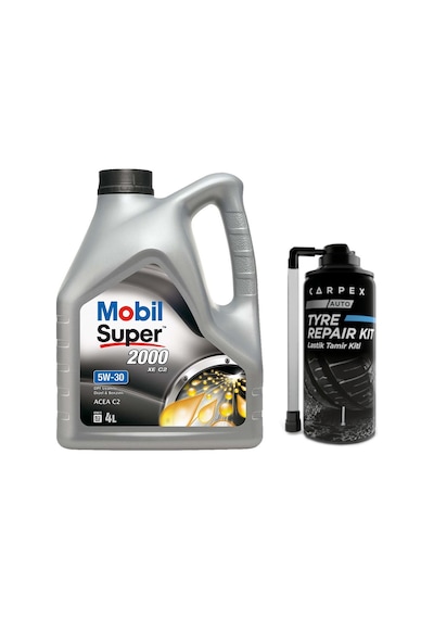 Mobil Super 2000 xE C2 5W-30 Motor Yağı 4 L + Lastik Tamir Kiti
